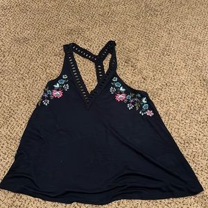 Floral cross back tank